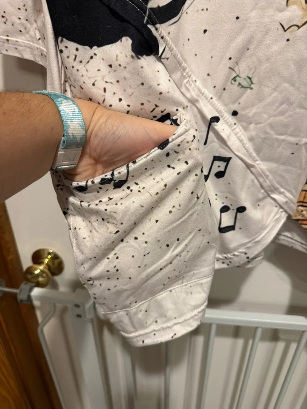 Women’s White Cat Music Print Nightshirt Pajama